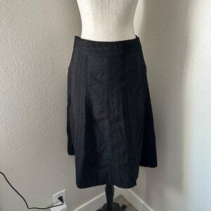 H&M A Line Mini Skirt Eyelet Insert Cotton Minimalist Black Sz 14 NWT